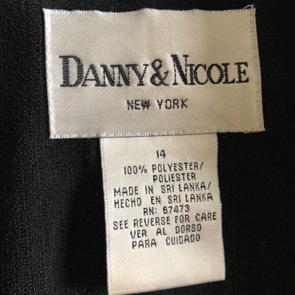 VTG 90s Danny & Nicole Black Midi Dress Career Zebra Trim Button Quiet Luxury L - Picture 7 of 8